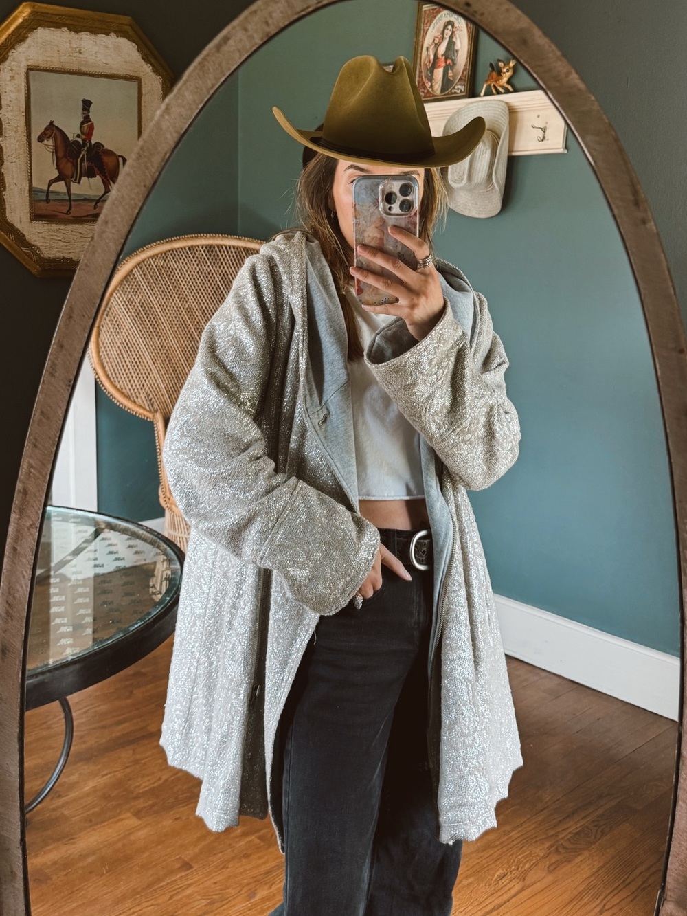 RARE free people lovely lurxe swing hooded jacket sz small